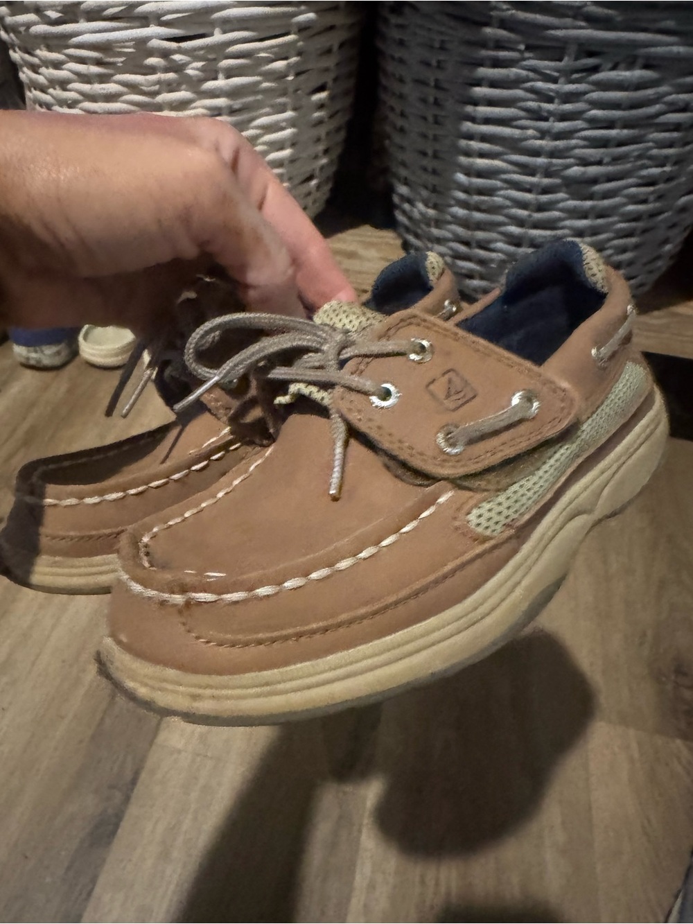 Kids Brown Leather Sperry Boat Shoes -